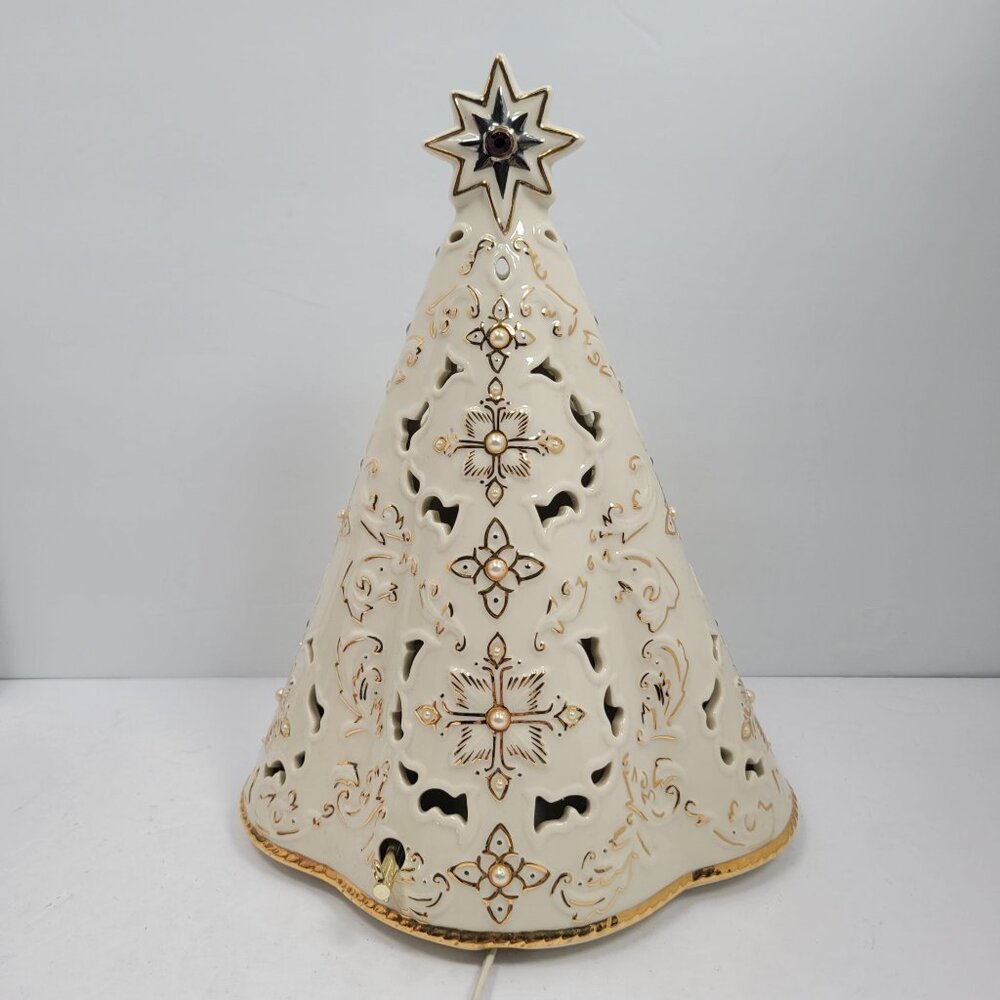 Lenox Florentine and Pearl Jeweled Lighted Tree Christmas Musical TESTED-WORKS